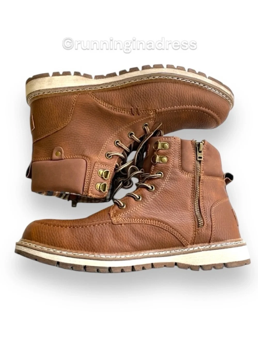 NWT BKE Buckle Midtown Cognac Brown Faux Leather Zip Wedge Boots Men’s Size 10
